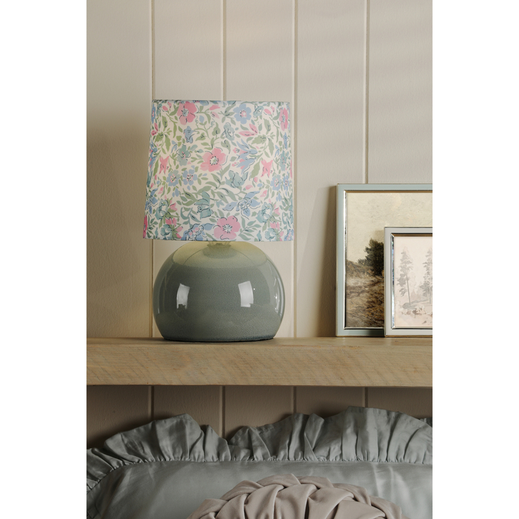 Laura Ashley Sherston Table Lamp Blue Crackle Glaze With Shade