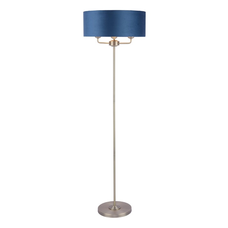 Laura Ashley Sorrento Floor Lamp Antique Brass With Blue Shade