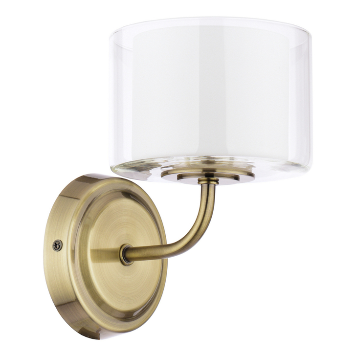 Laura Ashley Southwell Antique Brass Single Wall Light Complete With Opal Glass Shade