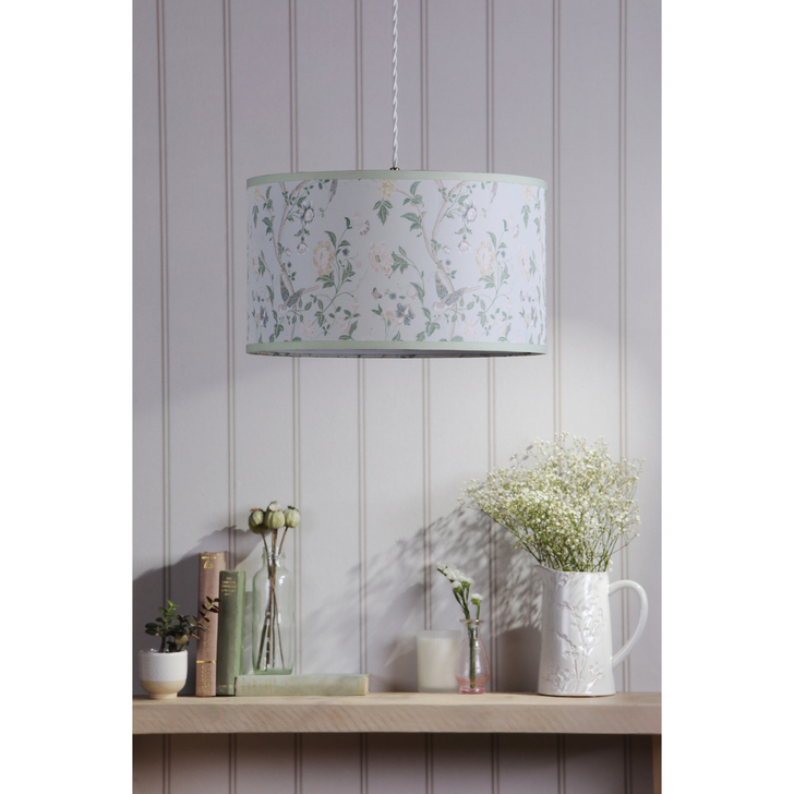 Laura Ashley Summer Nature Inspired 38cm Green Cotton Drum Shade