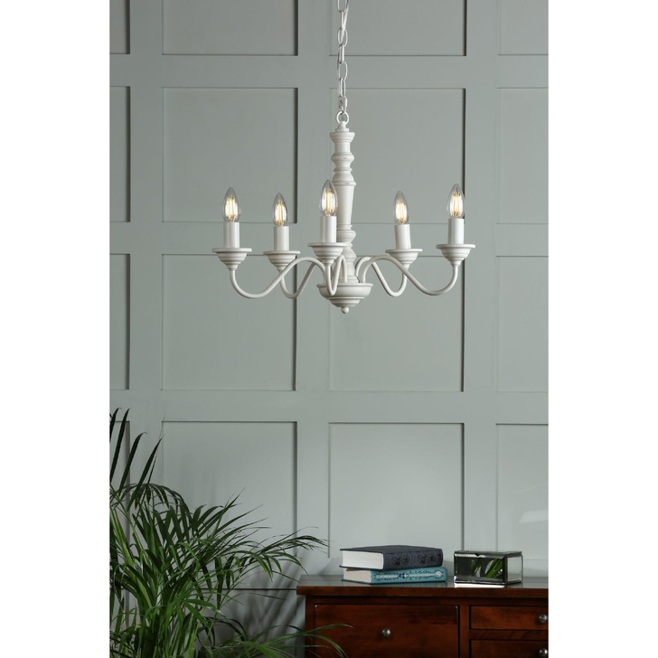 Laura Ashley Tate Matt White 5 Light Pendant - Fitting Only