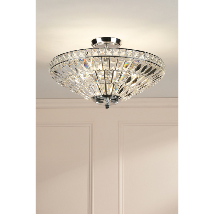 Laura Ashley Vienna 3 Light Semi-Flush Polished Chrome and Crystal