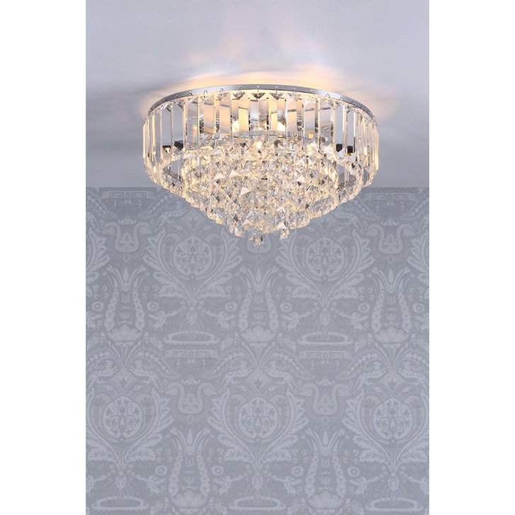 Laura Ashley Vienna Polished Chrome 3 Light Flush Crystal Ceiling Light