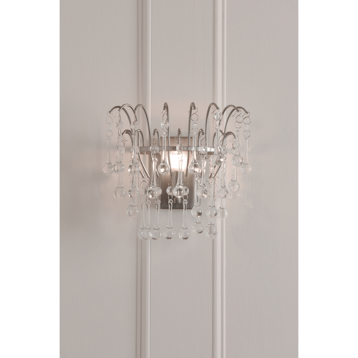 Laura Ashley Willow Wall Light Satin Pewter and Crystal