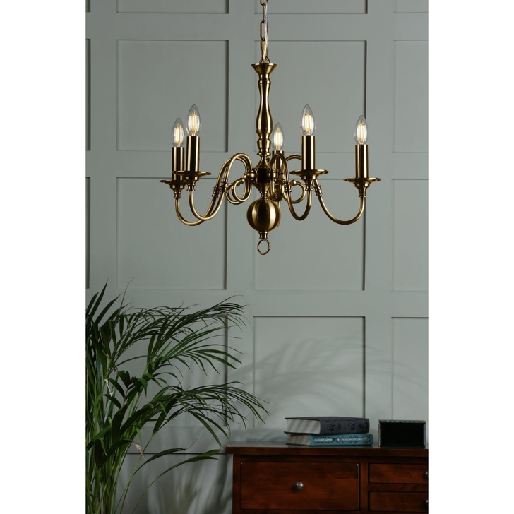 Laura Ashley Winchester 5 Light Antique Brass Chandelier - Fitting Only