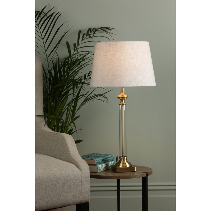 Laura Ashley Winston Clear Glass Table Lamp With Antique Brass Metalwork - Base Only