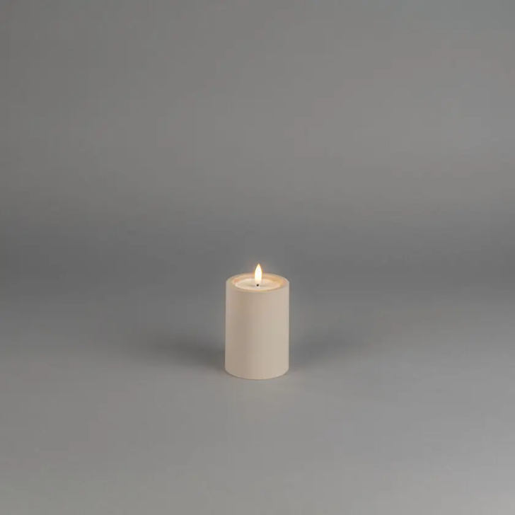 Led candle soft beige 10cm 2xAA, timer, Outdoor