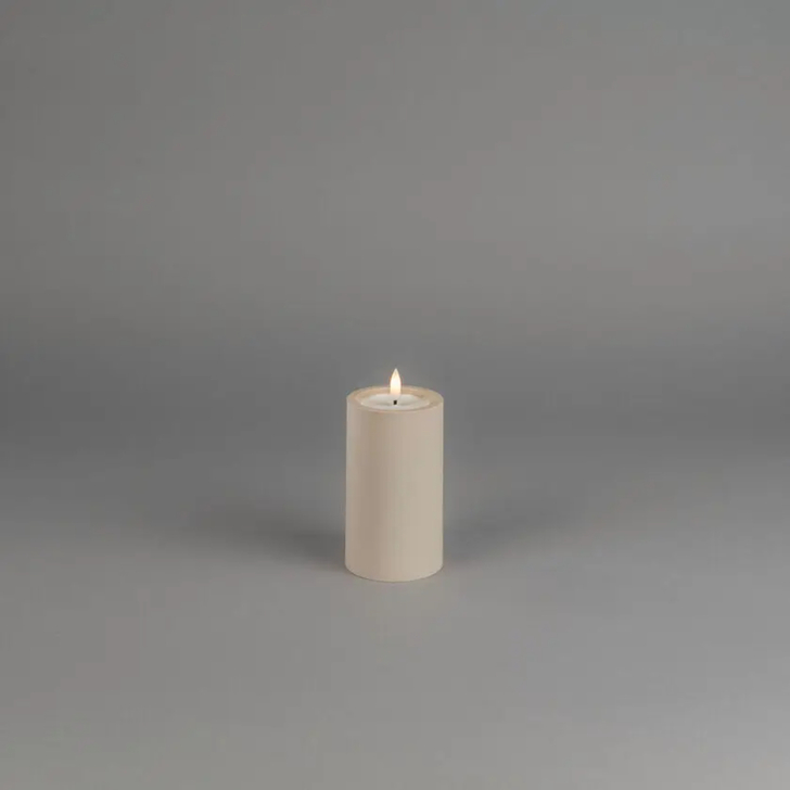 Led candle soft beige 12cm 2xAA, timer, Outdoor
