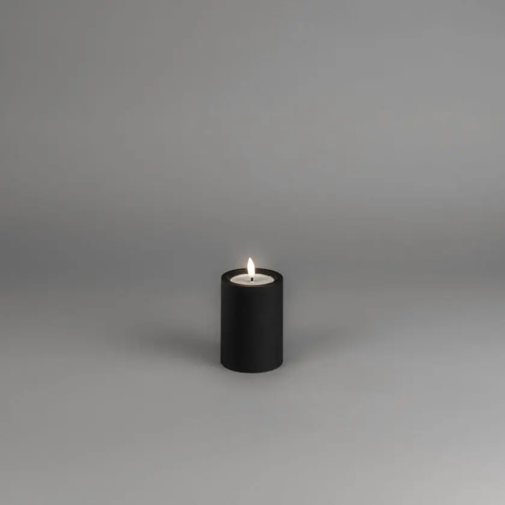 Led candle soft black 10cm 2xAA, timer, Outdoor