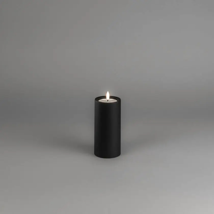 Led candle soft black 15cm 2xAA, timer, Outdoor