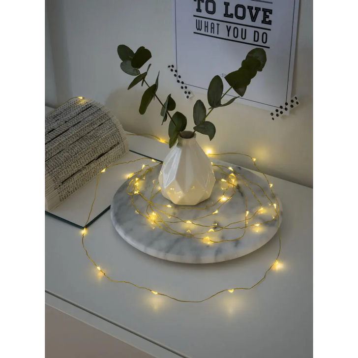 Light Set 40 Warm White Led, Brass Wire, Indoor 6h Timer BO