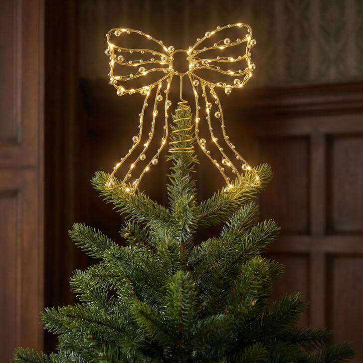 LIT BOW TREE TOPPER - Battery Operated (3 X AA - Not Included)