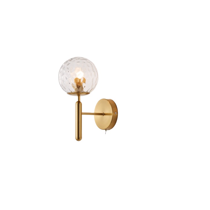 Lorelei Single Wall Light Brushed Brass With Clear Glass Globes