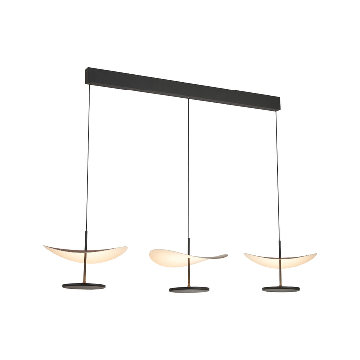 Mantra Abisal Black/Dark Wood 3 Light Linear Pendant: 32W LED: 3000K: Triac Dimmable