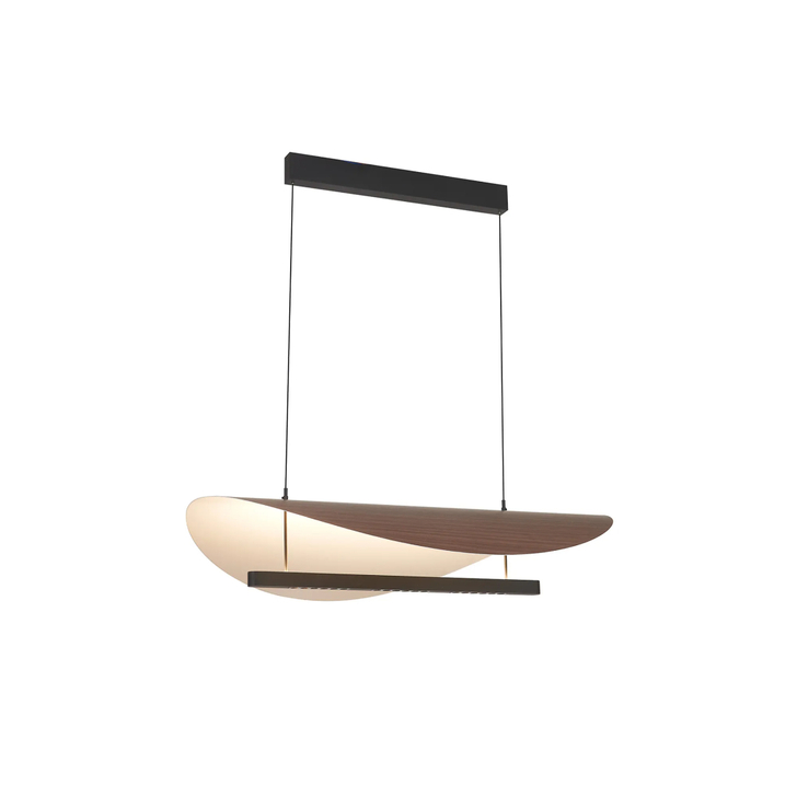 Mantra Abisal Black/Dark Wood Linear Pendant 2: 40W LED: 3000K: 5360lm: Triac Dimmable