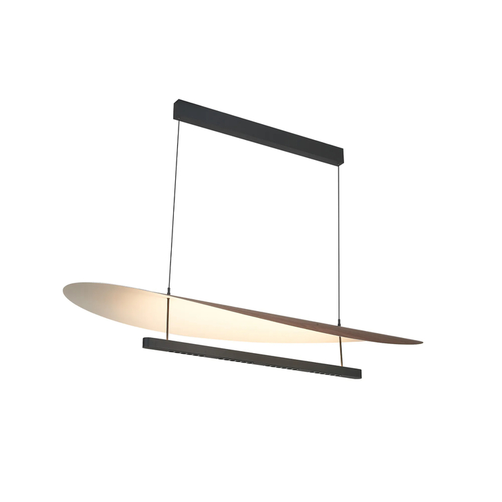 Mantra Abisal Black/Dark Wood Linear Pendant: 48W LED: 3000K: 6300lm: Triac Dimmable