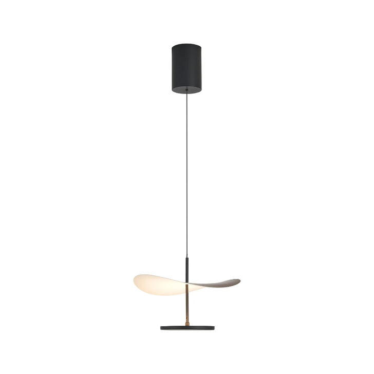 Mantra Abisal Black/Dark Wood Single Pendant: 12W LED: 3000K: Triac Dimmable