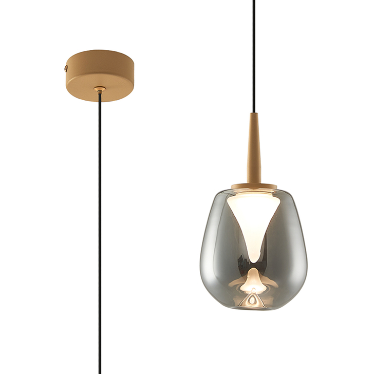 Mantra Andromeda Led Single Pendant Light In Gold Complete With Chrome/Frosted Glass - 3000K