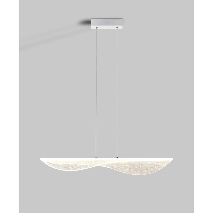 Mantra Bianca Crackled Acrylic Effect Large LED Linear Bar Pendant White - 3000K