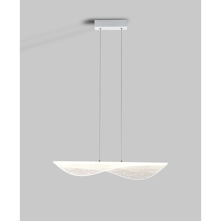 Mantra Bianca Crackled Acrylic Effect LED Linear Bar Pendant White - 3000K