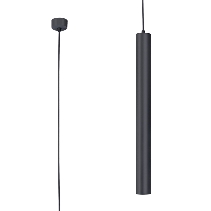 Mantra Bolonia 1 Light Single Black Led Tube Pendant Light - 10W - CCT SWITCHABLE 2700K/3200K/4000K