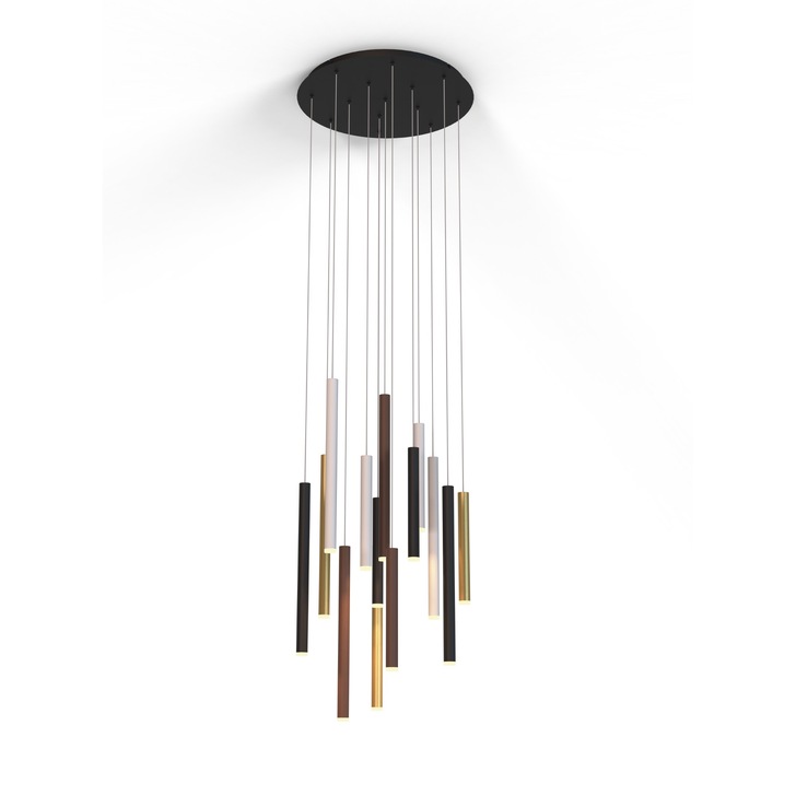 Mantra Cala 14 Light LED Round Cluster Pendant Sand White/Sand Black/Gold/Rust Brown