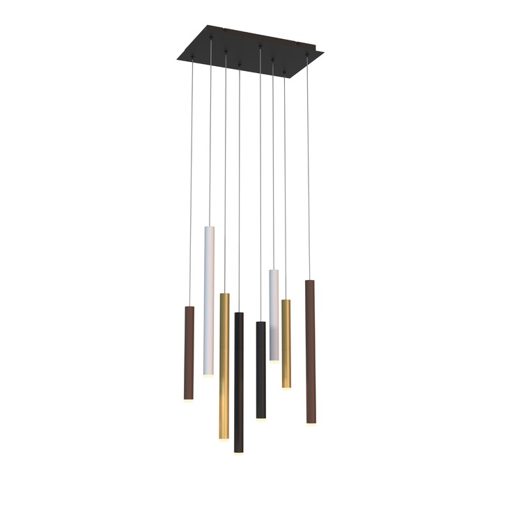 Mantra Cala 8 Light LED Rectangular Bar Pendant Sand White/Sand Black/Gold/Rust Brown