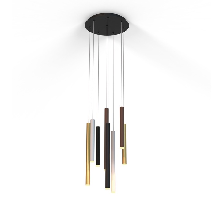 Mantra Cala 8 Light LED Round Cluster Pendant Sand White/Sand Black/Gold/Rust Brown