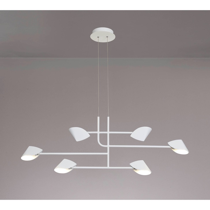 Mantra Capuccina LED 6 Light Linear Pendant White - 3000K