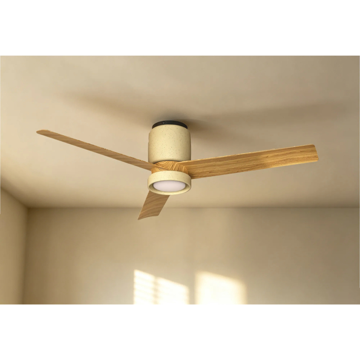 Mantra Ceramica Beige And Wood Effect 1.2m Dimmable Led Fan Ceiling Light Complete With Remote Control - 3000K-5000K Adjustable