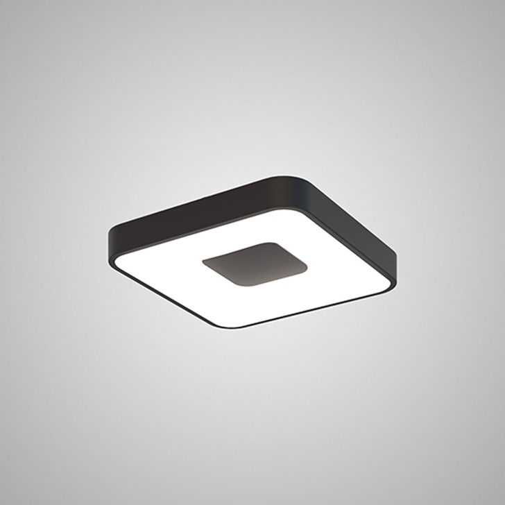 Mantra Coin Small Square LED Flush Ceiling Light Black Complete With Remote Control - 2700K-5000K Tuneable