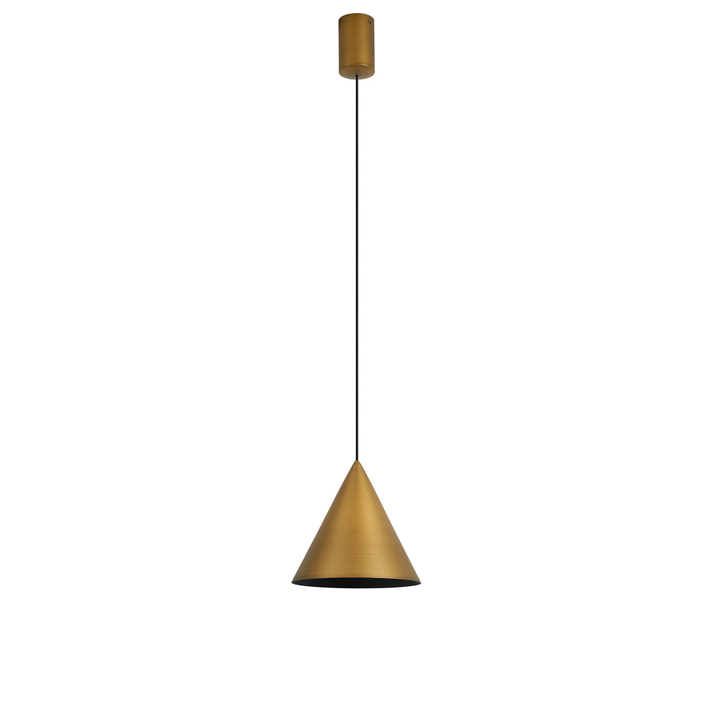 Mantra Cono 18cm Leather Brown Metal Single Led Pendant Light - 3000K