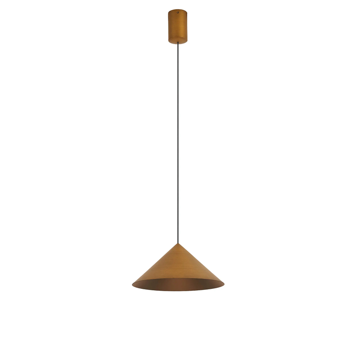 Mantra Cono 24cm Leather Brown Metal Single Led Pendant Light - 3000K