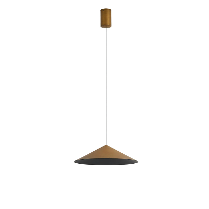 Mantra Cono 30cm Leather Brown Metal Single Led Pendant Light - 3000K