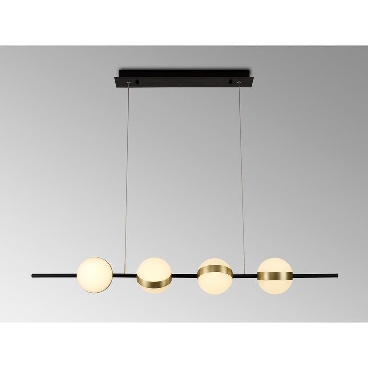 Mantra Cuba 4 Light LED Linear Bar Pendant Black & Gold - 3000K