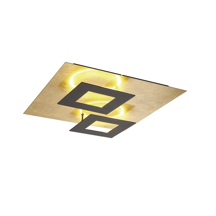 Mantra Dalia Black And Gold Large Square Flush Led Ceiling Light - M8162 - 3000K