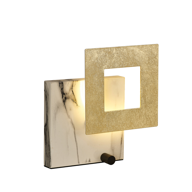 Mantra Dalia M8519 Gold/White Marble Square Led Table Lamp - 3000K