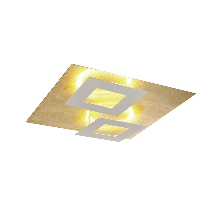 Mantra Dalia White And Gold Large Square Flush Led Ceiling Light - M8161 - 3000K