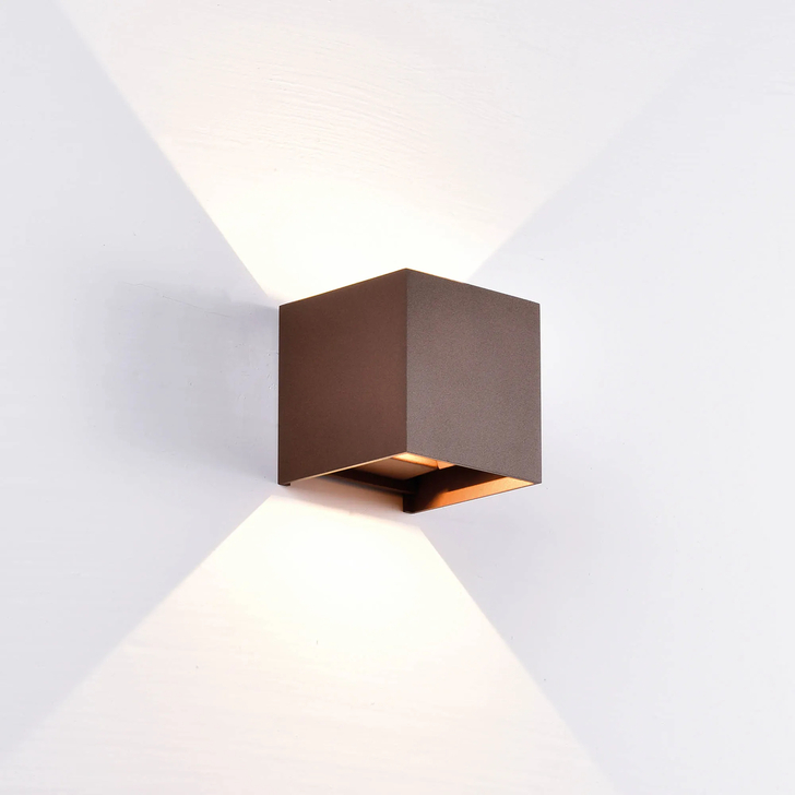 Mantra Davos Square Rust Adjustable Up And Down Led Exterior Wall Light - 4000K - IP54