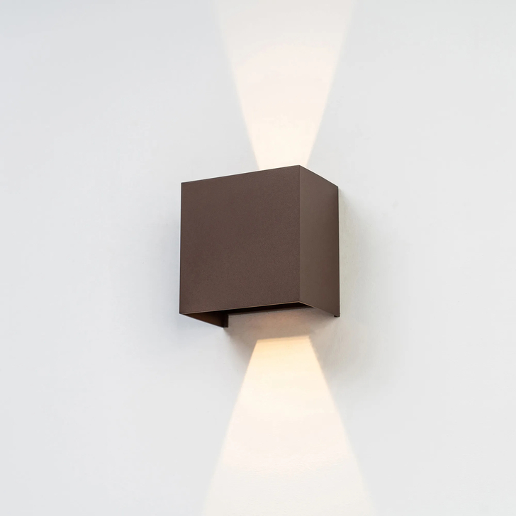 Mantra Davos XL Square Rust Adjustable Up And Down Led Exterior Wall Light - 3000K - IP55