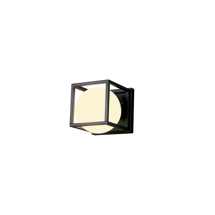 Mantra Desigual Small Black Cage Wall Light Complete With Opal Globe