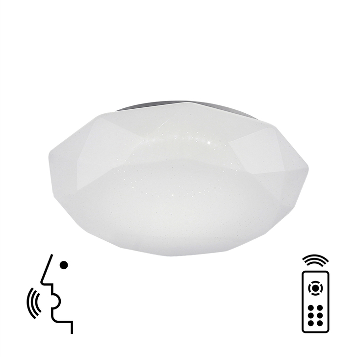 Mantra Diamante 40W Led Flush Dimmable Led Smart Ceiling Light Complete With Remote - 3000 - 5000K - Google Play And Alexa