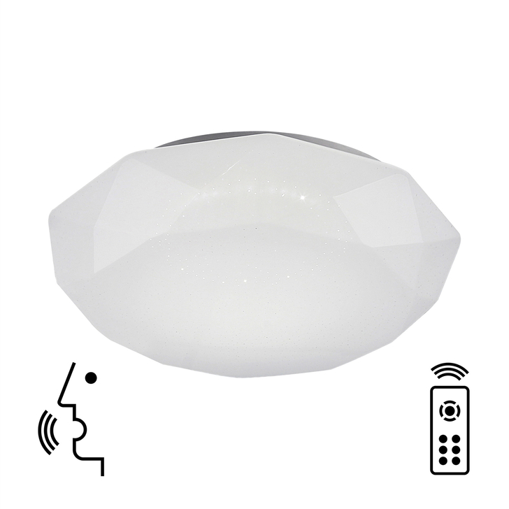 Mantra Diamante 56W Led Flush Dimmable Led Smart Ceiling Light Complete With Remote - 3000 - 5000K - Google Play And Alexa