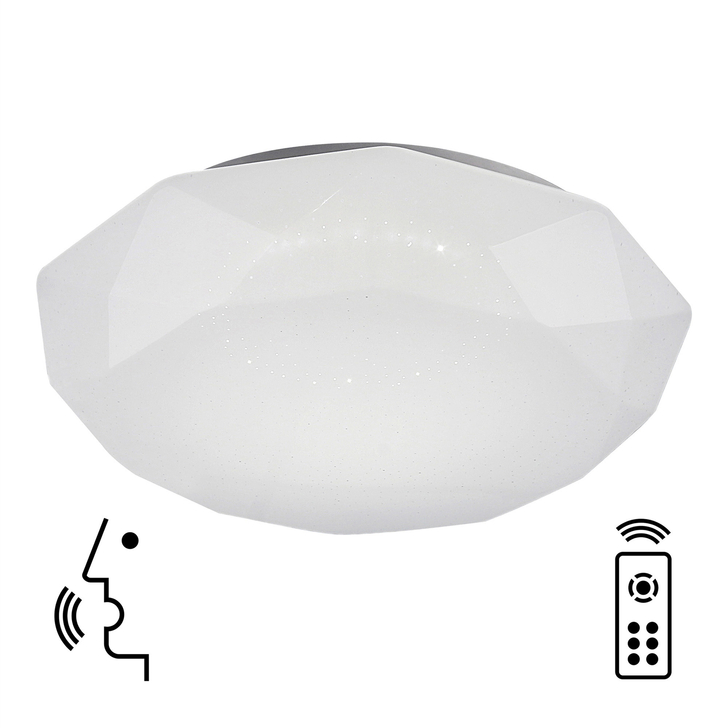 Mantra Diamante 80W Led Flush Dimmable Led Smart Ceiling Light Complete With Remote - 3000 - 5000K - Google Play And Alexa