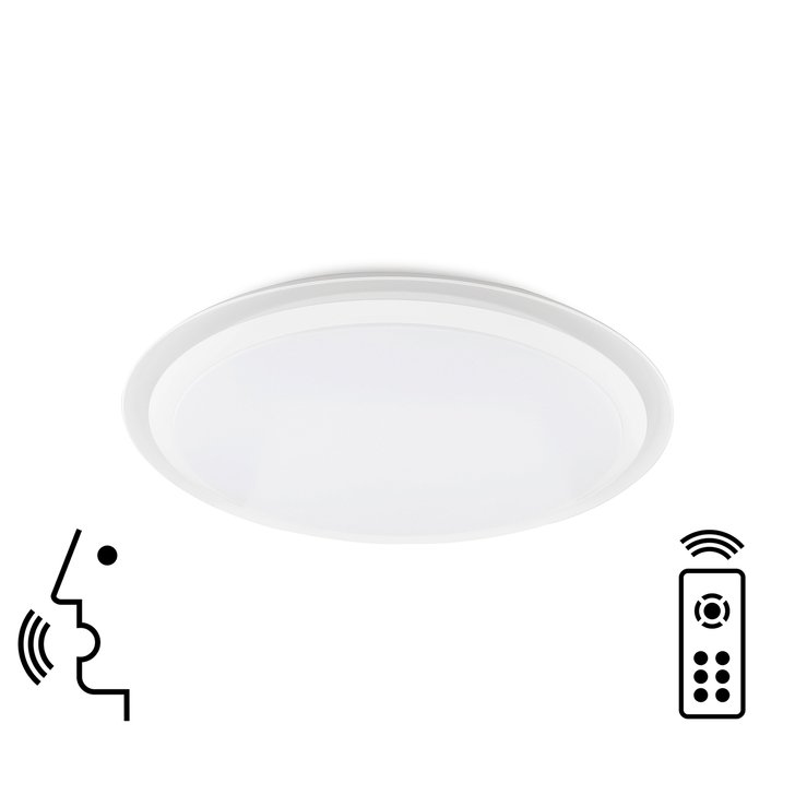 Mantra Edge Dimmable Flush Led Smart Ceiling Light Complete With Remote Control - 3000-5000K