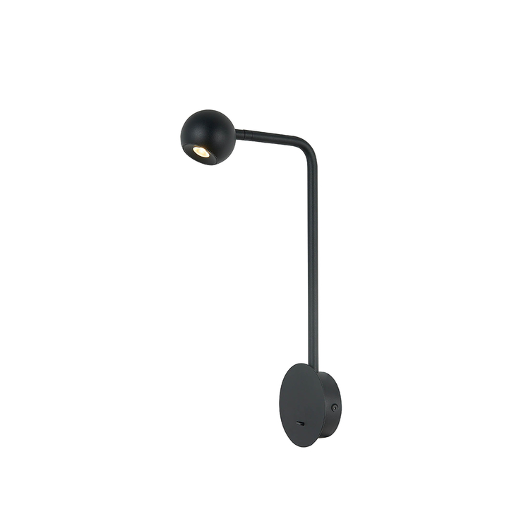 Mantra Eyes Black Adjustable Switched Led Bedside Reader Wall Light - 3000K