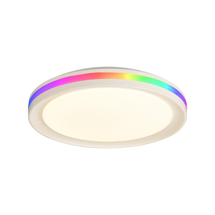 Mantra Gamer Led CCT/RGB Adjustable White Flush Led Ceiling Light Comeplete With Remote - 3000K-65000K/RGB