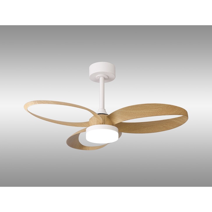 Mantra Infinity Semi-Flush White And Wood Led Ceiling Fan Light Complete With Remote Control - 2700-5000K