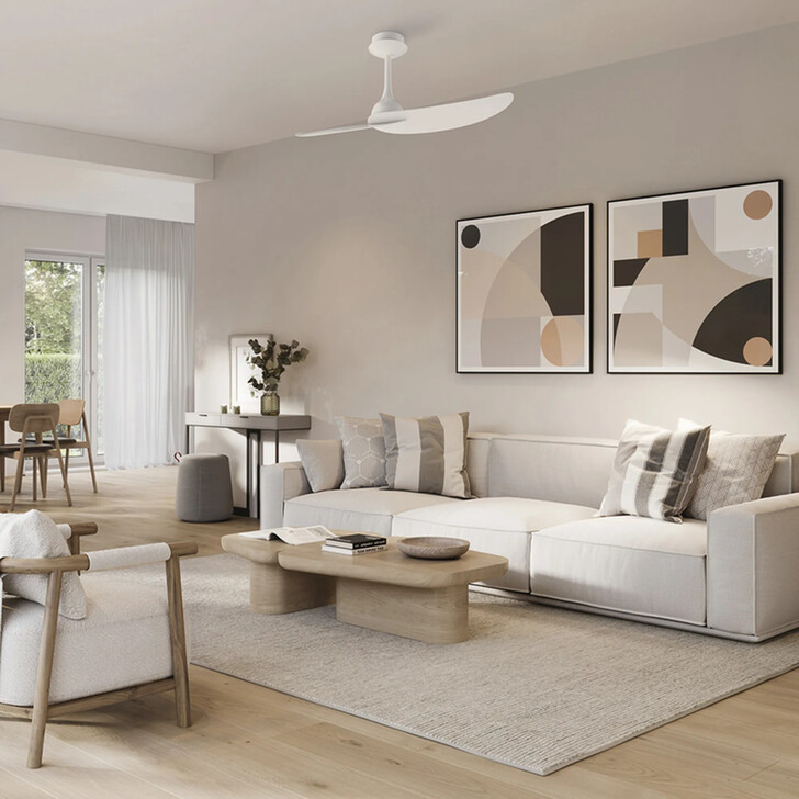 Mantra Ipanema Twin Blade White Semi-Flush Led Ceiling Fan With Remote
