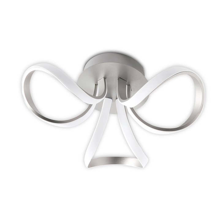 Mantra Knot Three Loop Silver Dimmable Flush Led Ceiling Light - 3000K